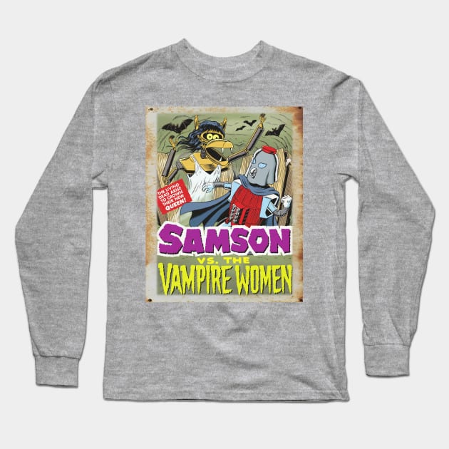 Mystery Science Rusty Barn Sign 3000 - Sampson vs Vampire Women Long Sleeve T-Shirt by Starbase79